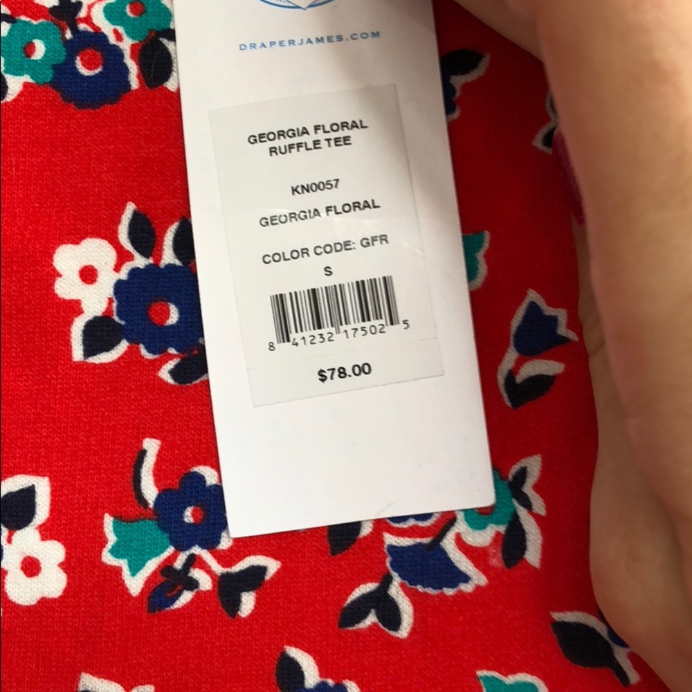 NEW • Draper James • Georgia Floral Ruffle Tee Red - Picture 8 of 8